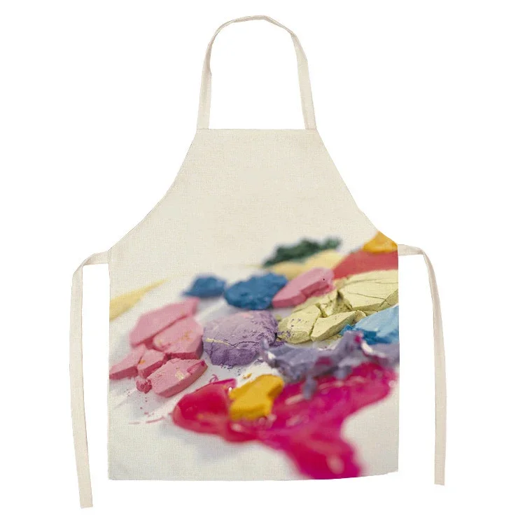 Nail Polish Women Printed Sleeveless Linen Apron Kitchen Stain Resistant Apron Men Women Household Cleaning Tools Kids Apron