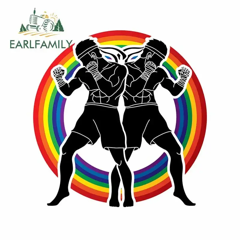 EARLFAMILY 13cm x 12.7cm for Muay Thai Boxing Standing Ready To Fight Car Stickers Refrigerator Laptop Occlusion Scratch Decal