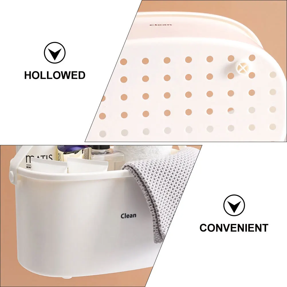 

1Pcs Bathroom Plastic Shower Basket Hollowed White Portable Storage Container for Bath Products Fruits Vegetables Drainage