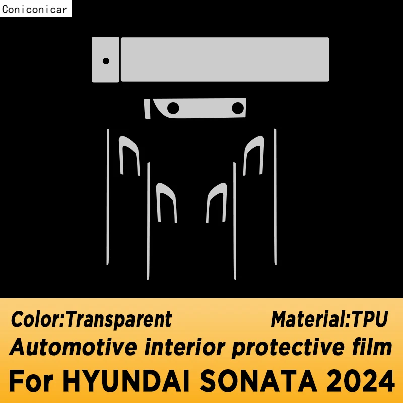 For HYUNDAI SONATA 2024 Car Interior Center Console Transparent TPU Protective Film Anti-scratch Repair Film Refit Sticker