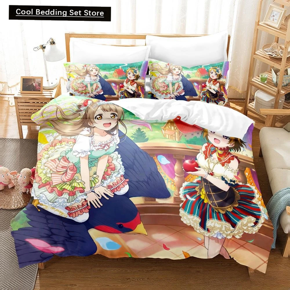 

Fashion 2025 New Kawaii Love Live! Bedding Set Cartoon Anime three-piece set Adult Kid Bedroom Duvet cover Sets Home Textiles