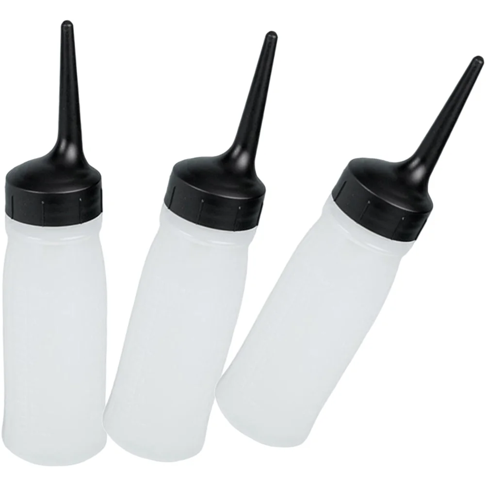 3 Pcs Dry Cleaning Bottle Hair Dye Containers Empty Salon Bottles Oil Measuring Applicator Fine Tip Glue Refillable