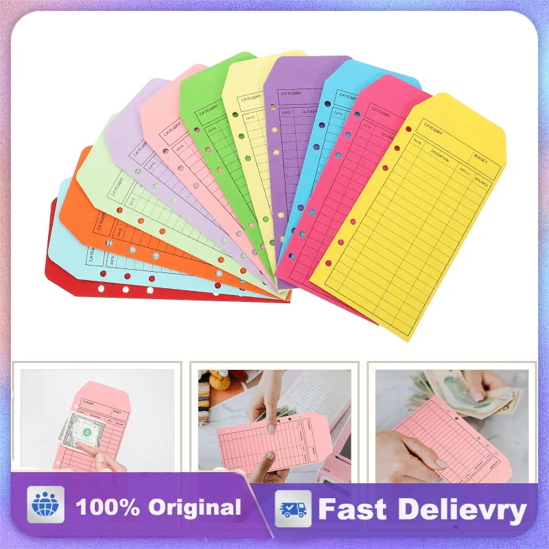 

12pcs Colorful Kraft Paper Envelope Budgeting System Chinese Style Cash Binder Envelopes Financial Tracking Sheets