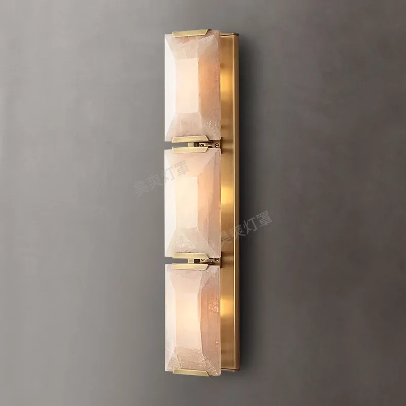 Copper marble wall lamp villa living room background wall corridor American bedroom bedside lamp