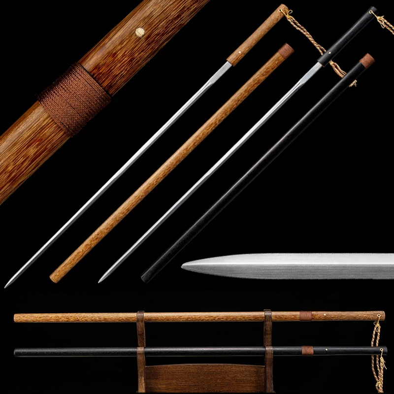 

Shirasaya Chinese Rapier Sword,Real Metal Manganese Steel,Ebonywood Sheath Saya Tsuka,Traditional Swords,Two Colors for Choise