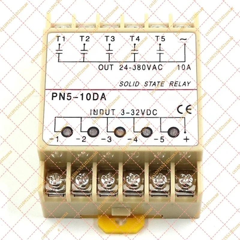 PN5-10DA 5-Channel Din Rail SSR Module 5-Input 3-32VDC to 24-380VAC Single Phase Solid State Relay Board