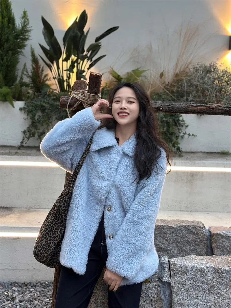 

Stunning Suede Fur Coat Women's Winter Thiened Collar Australia Wool Cosite Leather Fur Outerwear MS.SUUPEER B...