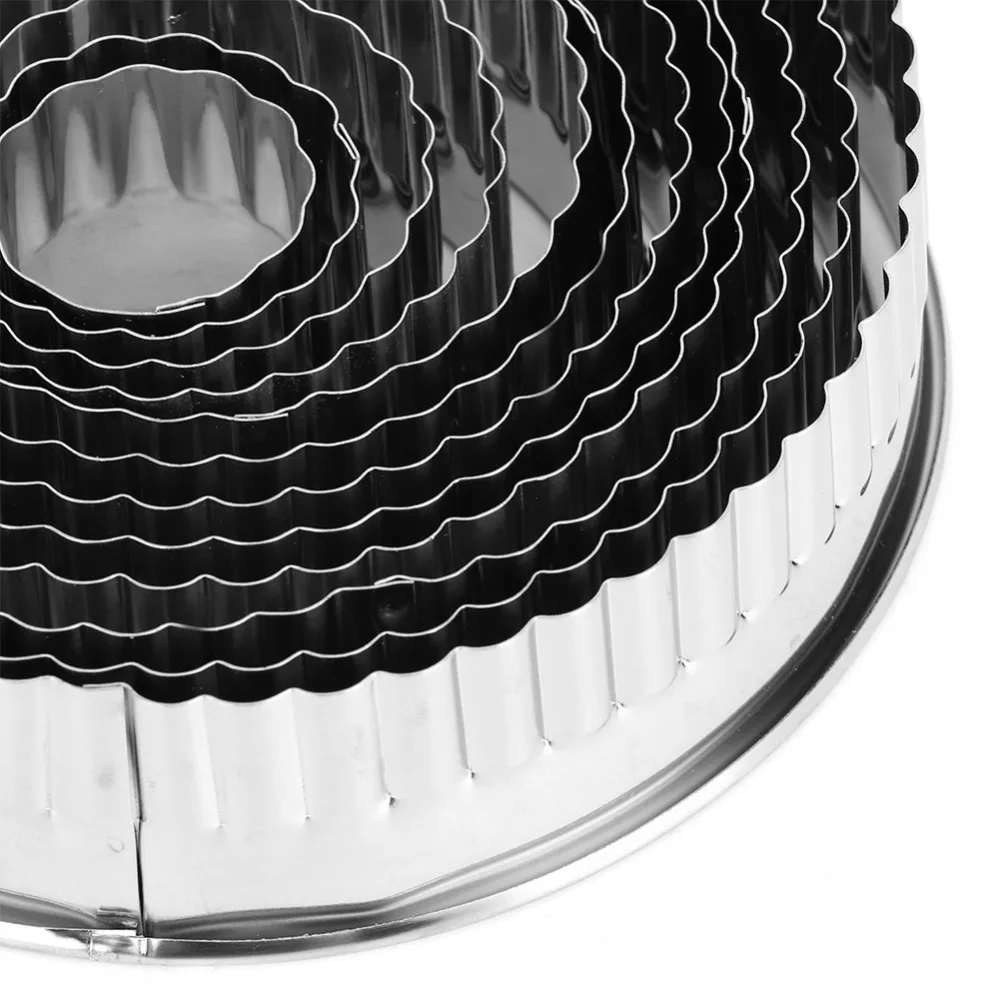12PCS Stainless Steel Dough Cutter Mold Food Grade Rolled Edge Mousse Mold Stackable Easy to Clean French Pastry Baking Mold