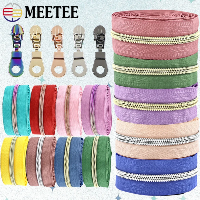 

2/5/10Meters 5# Nylon Zippers+Slider Bags Pocket Decor Zipper Puller Garment Jacket Replace Zips Repair Kits Sewing Accessories