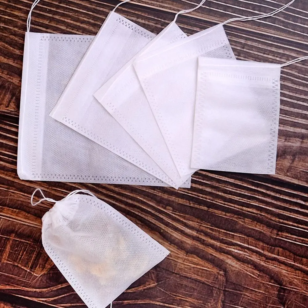 

100Pcs Drawstring Disposable Coffee Pouches Multi-size Non-woven Fabric Tea Infuser Drawable Large Tea Filter Bags with String