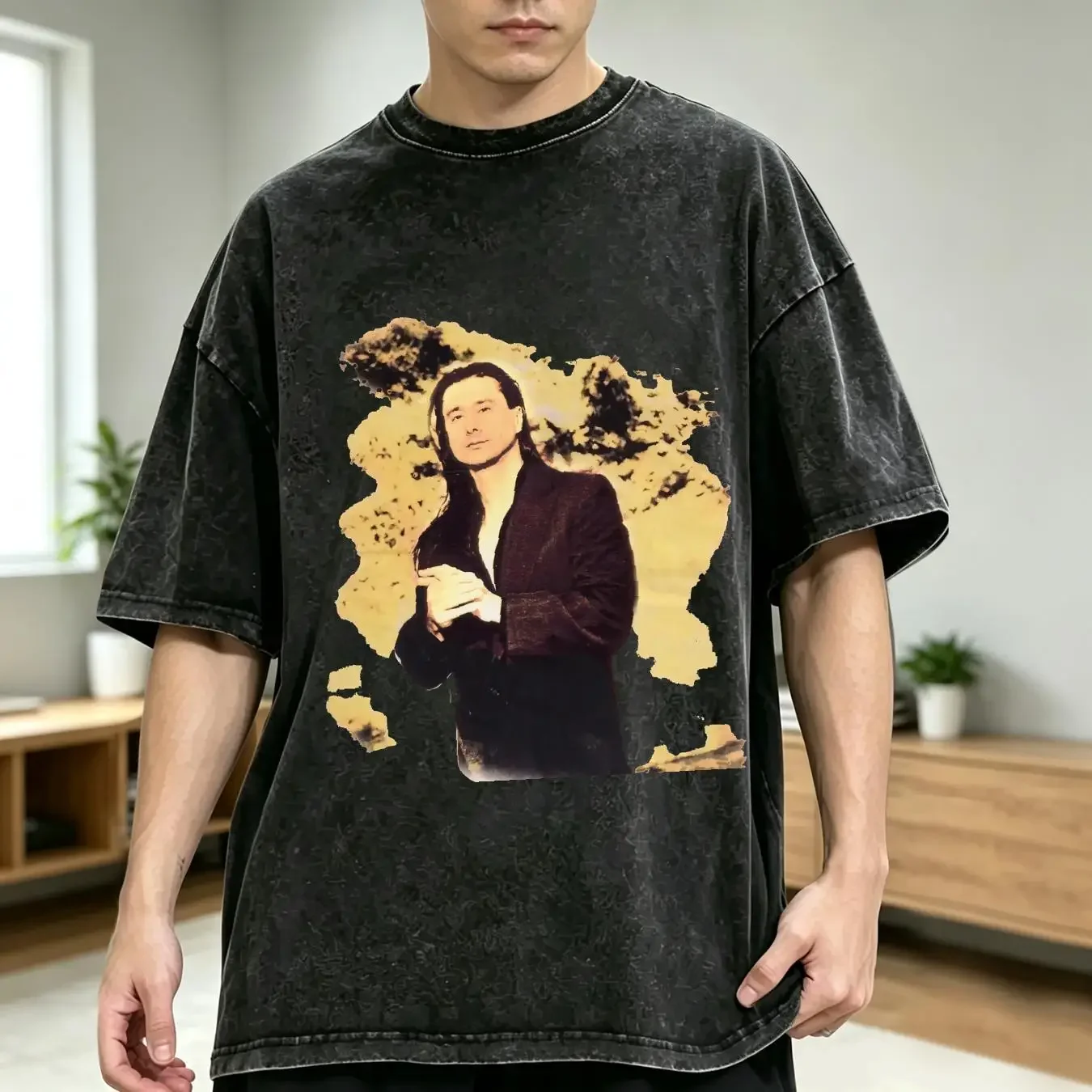washed T Shirt 1994 VTG STYLE STEVE PERRY CONCERT Classic Black S 5XL CC4328 vintage Washed Stylish Unisex fashion streetwear