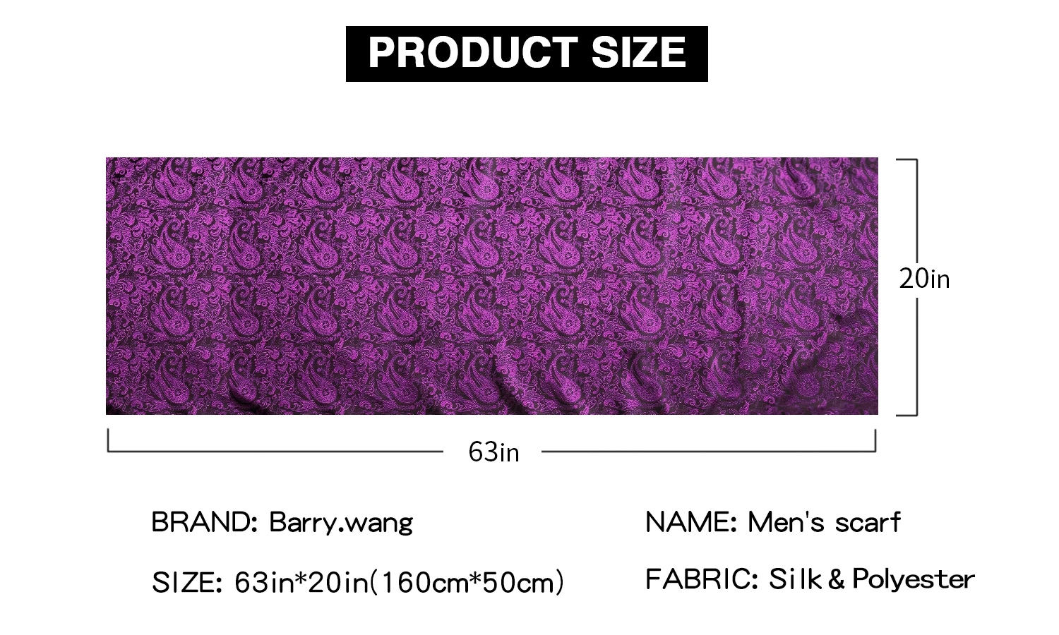Barry.Wang Jacquard Seide Herren Schal Blumen Paisley stilvolle Burgunder Gold grün rot blau lila für männliche Hochzeit Business Party – Detail 2