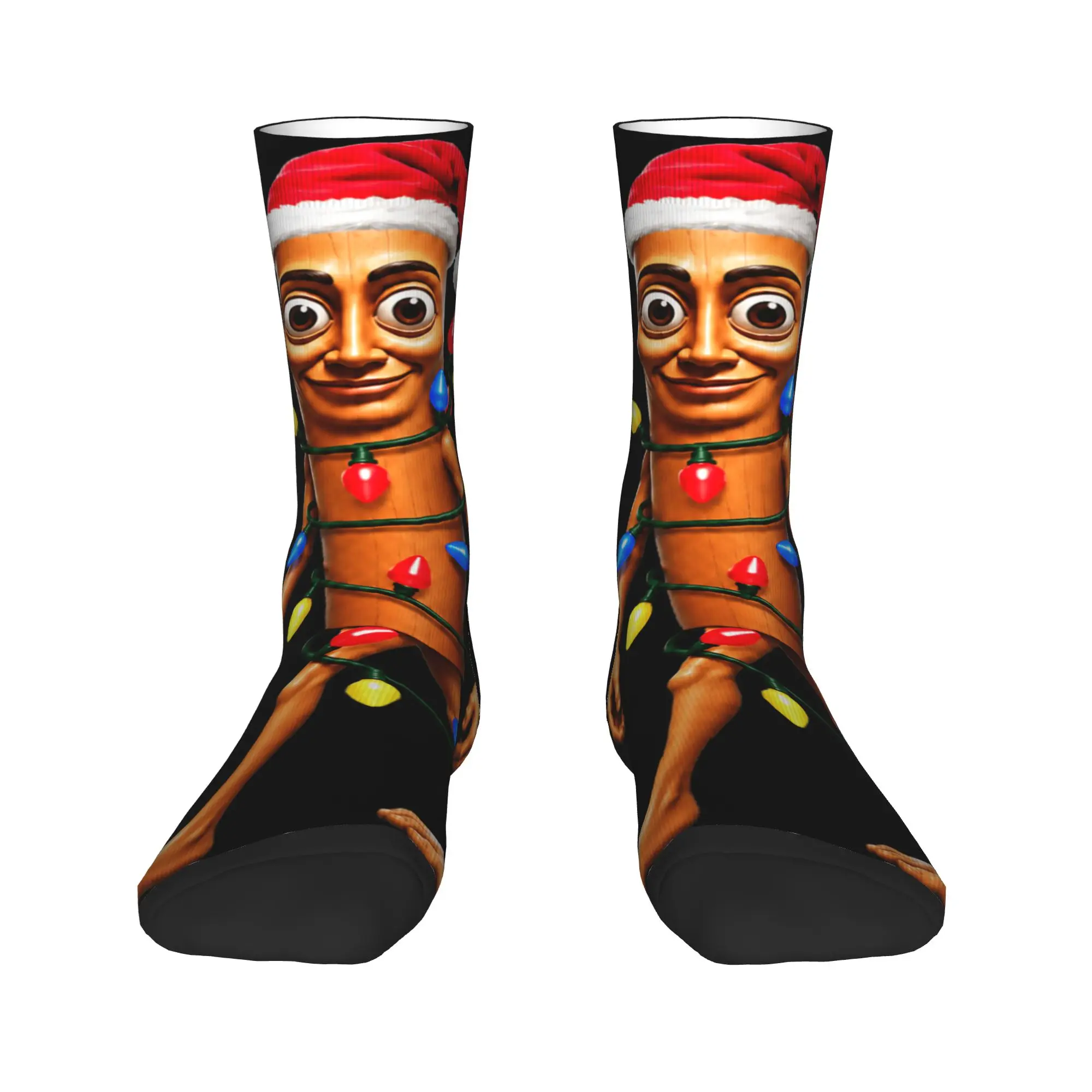 Tung Tung Sahur Santa Christmas Tree Lights Funny Xmas Meme Stockings Casual Socks Men Warm Soft Socks Autumn Outdoor Anti Socks