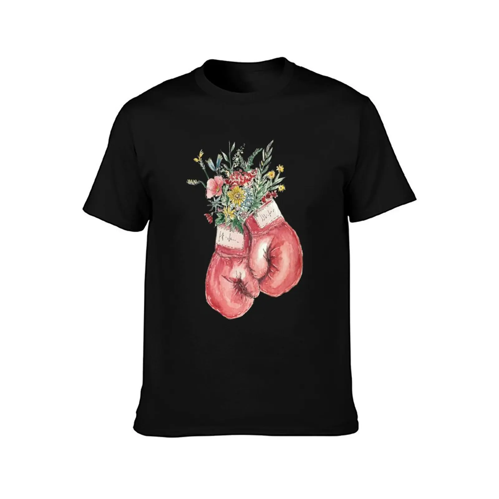 Red boxing gloves with flowers T-Shirt t shirts for man pack cotton T-Shirt