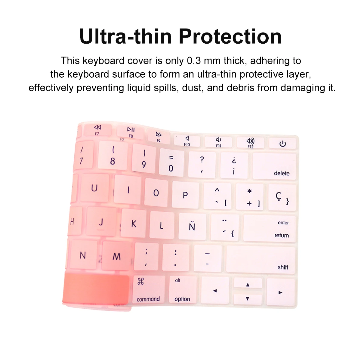 Soft Gradient Peach Pink Keyboard Skin US Layout For MacBook Pro 13.3 A1708 / Retina 12 A1534, English & Spanish Layout Options