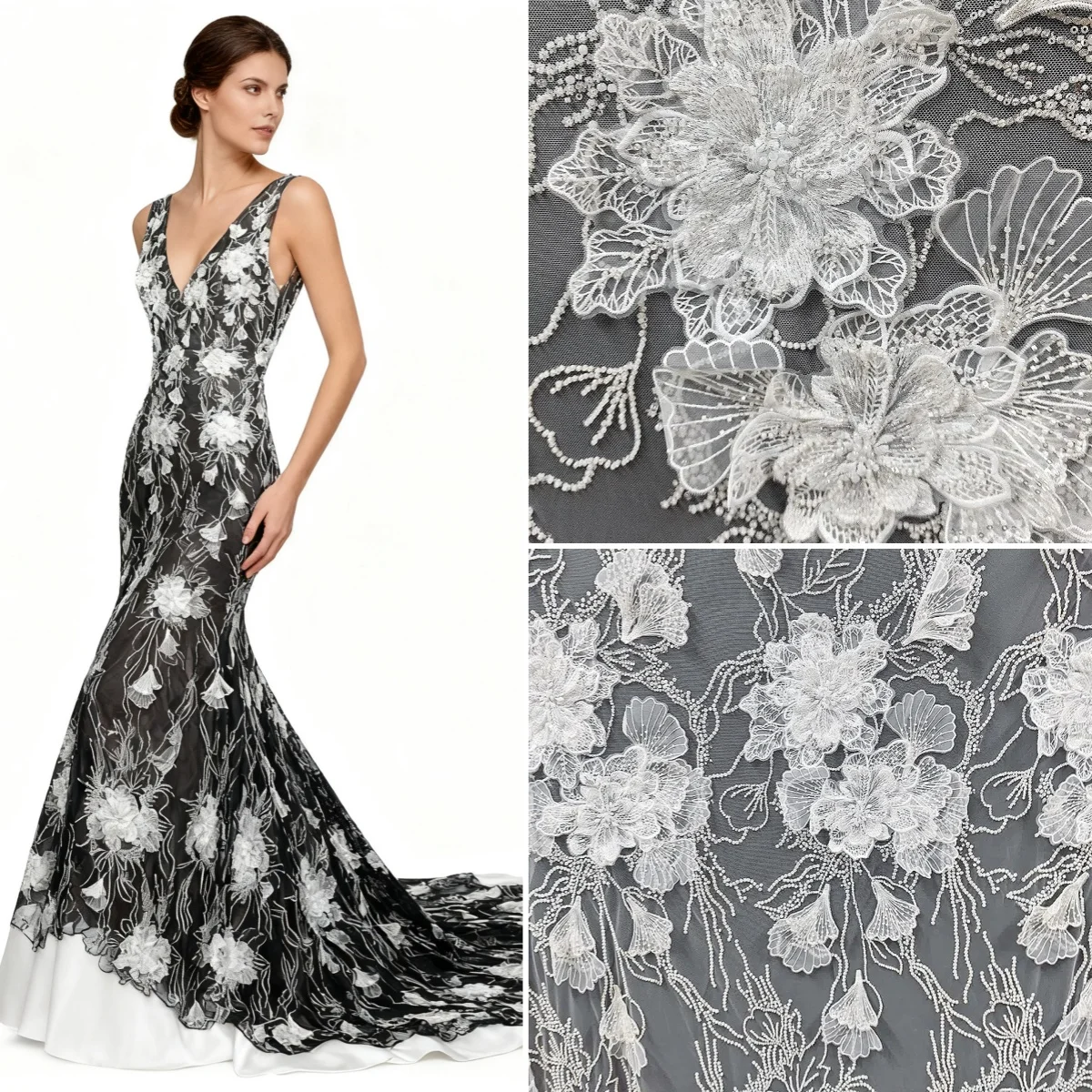 

3D кружевная трубка с вышивкой из бисера, белая DIY свадебное платье ручной работы, подарок, одежда, головные уборы, аксессуары, вспомогательные материалы