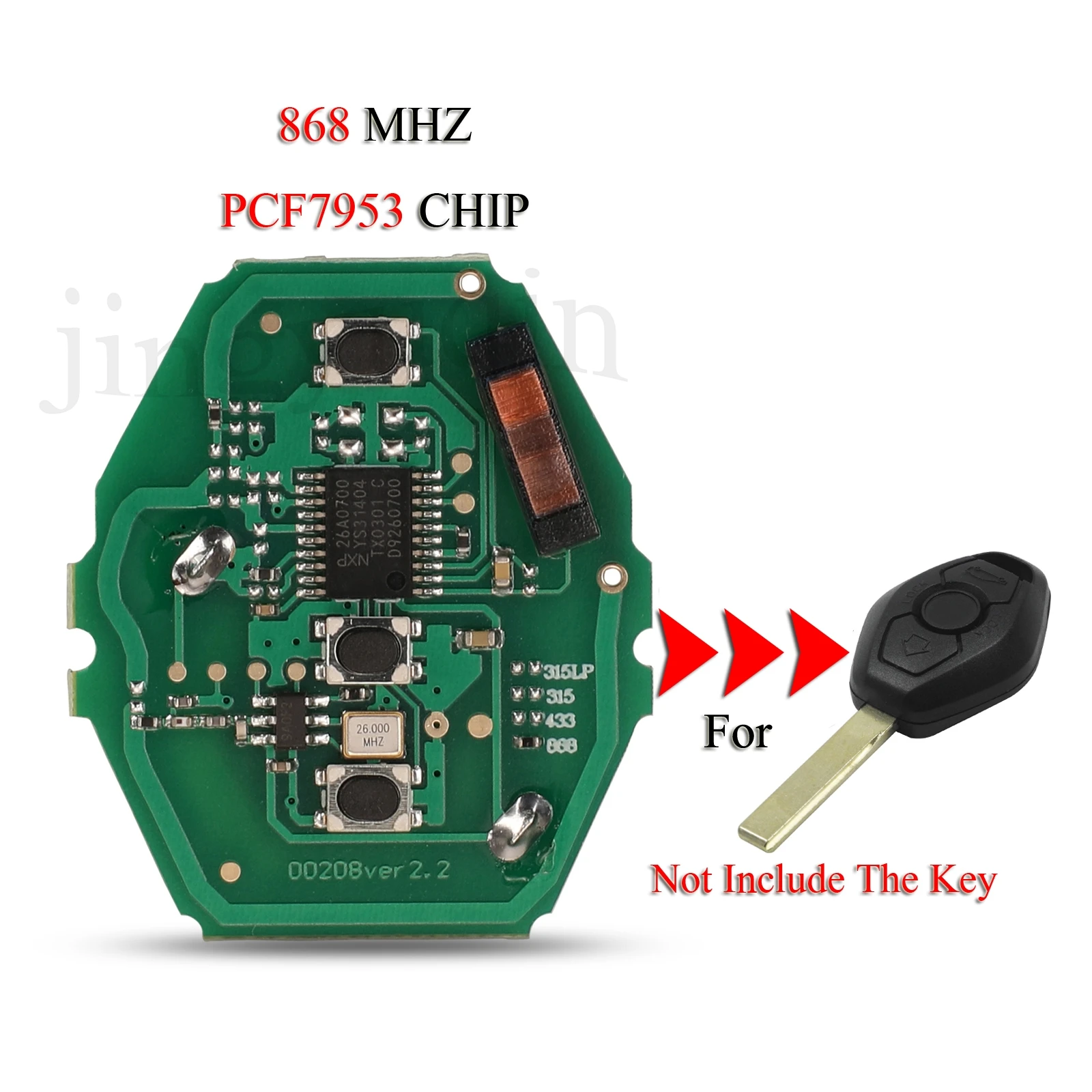 jingyuqin CAS2 Sytem Remote Smart Car Key Circuit Board For BMW E38 E39 E46 X3 X5 Z3 Z4 1/3/5/7 Series 3Buttons 868Mhz PCF7953