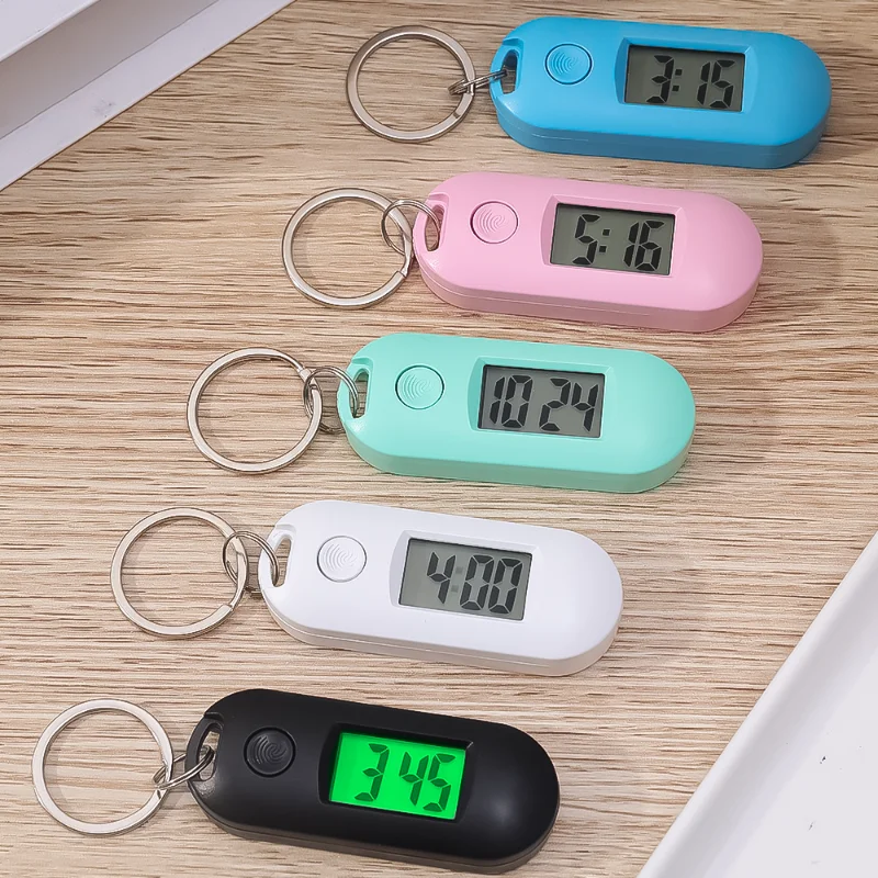 Mini Portable Student Keychain Watch Digital Electronic Watch Quiet Test Pocket Watch Green Backlight LCD Display Digital Clock