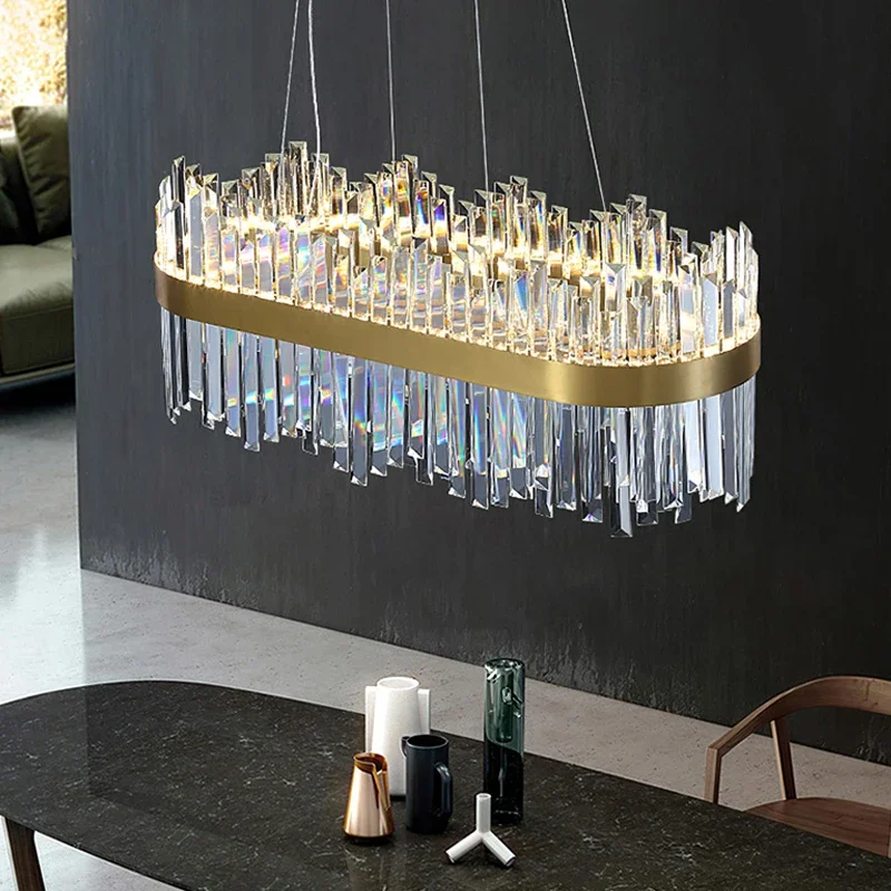 Modern Living Room Chandeliesr Luxury LED Crystal Pendant Lamp Living Room Light Luxury Main Lamp Restaurant Fixture