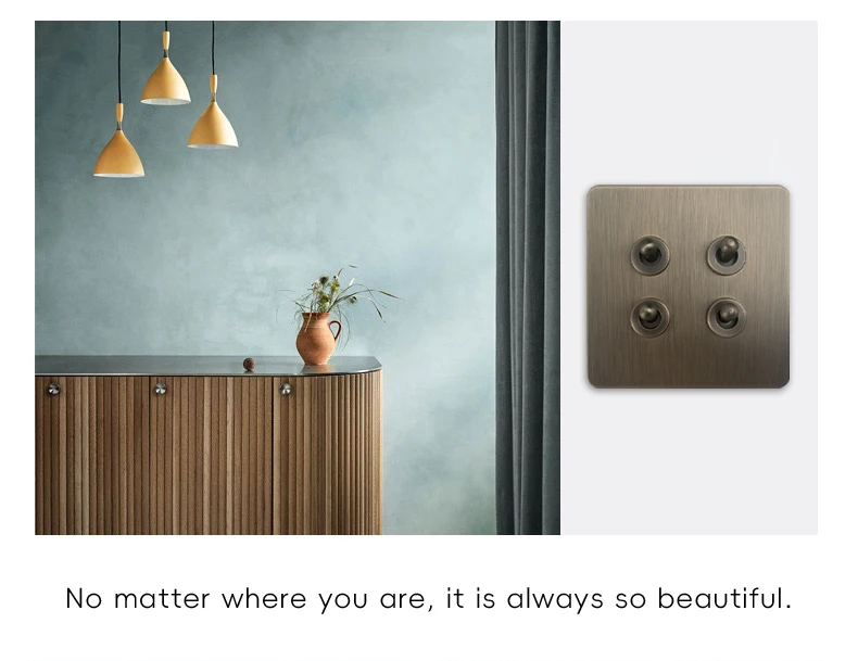 Retro Metal Brushed Antique Stainless Steel Push Button Switch Panel UK 13A Socket with USB Phone Charging for Home Improvement