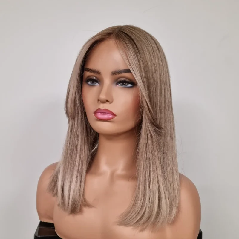 

Premium Ombre Brown Synthetic Short BOB Lace Wig For Women Daily Use Durable And High Quality Natural Hairline
