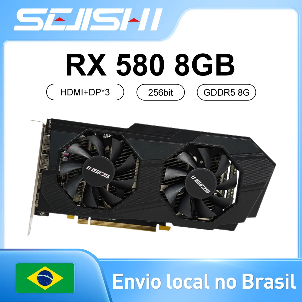 SEJISHI RX 580 8GB placa de video GDDR5 256Bit Gaming Card GPU Video Card AMD Radeon RX580 8G Graphics Card For PC Desktop