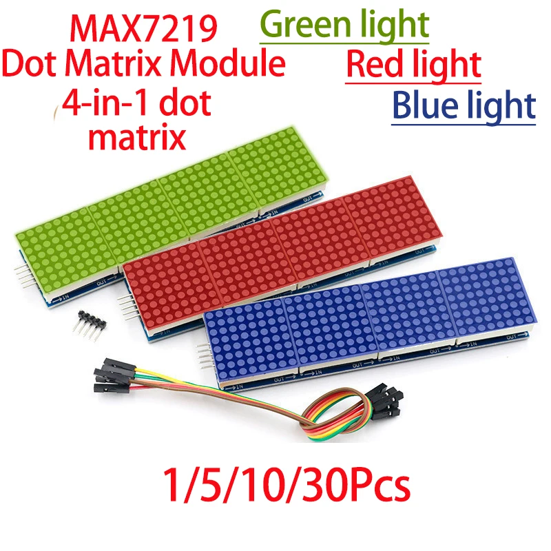 Module d'affichage LED à matrice de points MAX7219, 4 pièces, Module de Circuit de commande MCU pour projet électronique de bricolage, 1/5/10/30 pièces