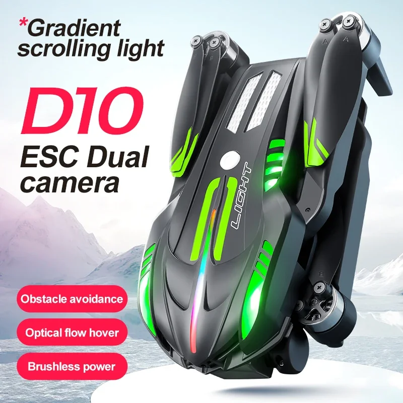 D10 Drone 8K HD Gradient flowing light Aerial Photography Dual-Camera Omnidirectional Obstacle Avoidance Brushless Drone UAV RC