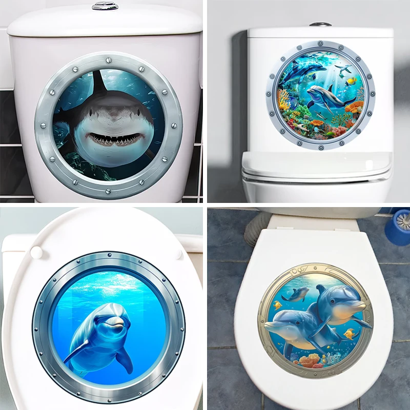 NEW Underwater World Toilet Sticker Ocean Animals Wall Sticker Self-Adhesive Removable Waterproof Bathroom Decals Home Decor