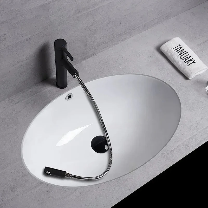 Built-in Washbasin Under Counter Sinks Ceramic Oval Bathroom Sinks Creative Vessel Sink Modern Sink Basin Kitchen Sink N