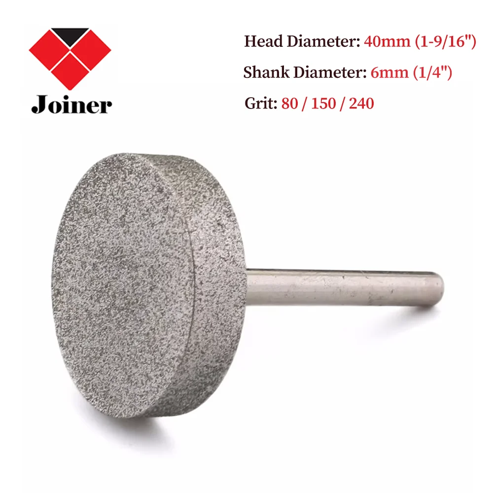 

40mm 1-9/16" Cylinder Diamond Grinding Head Coated Cylindrical Burr Bit Mounted Points Shank 6 Lapidary Tools for Stone Gemstone