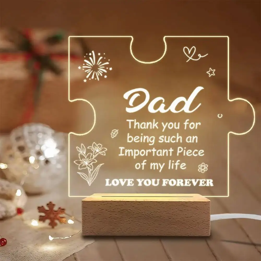 قطعة واحدة من ملحقات التصوير الفوتوغرافي المضيئة من الأكريليك، قاعدة USB، هدية للأب، تماثيل ألغاز #4