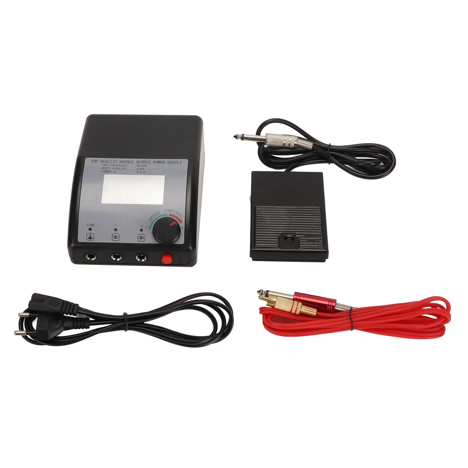 

Professional Tattoo Power Supply Kit 4pcs with Alloy Shader & Liner, Silicone Clip Cord Pedal Set - Complete Tools