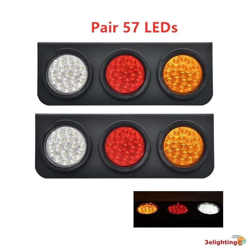 

2 задних фонаря 12-24 В 57 светодиодных указателей заднего хода UTE TRAILER STOP ПАРА 12 В-24 В Вольт Супер яркий водонепроницаемый круглый задний фонарь