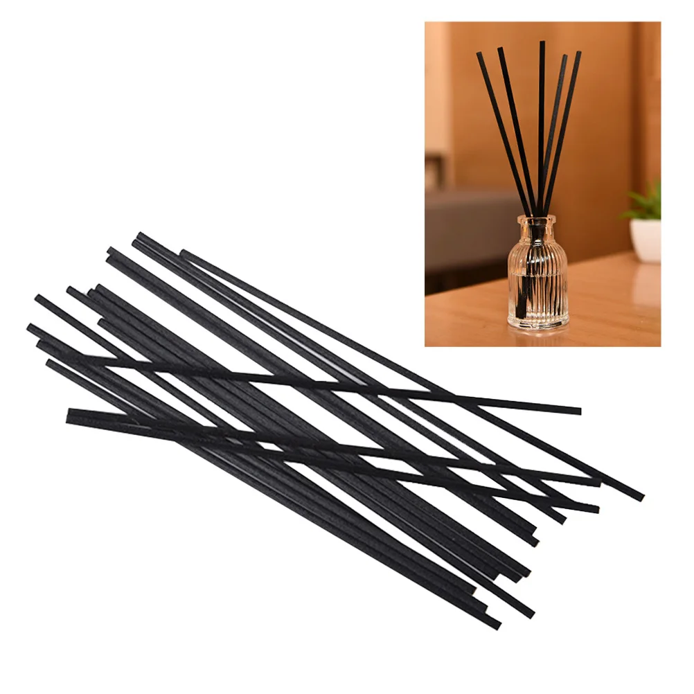 

50Pcs Premium Aroma Diffuser Fiber Sticks 18Cm Long 3Mm Thick Black Rattan Reeds for Room Freshener Relaxing Scent Enhancer