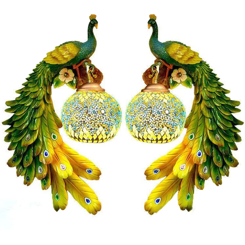 SOFITY Contemporary Peacock Wall Lamp Personalized And Creative Living Room Bedroom Hallway Decoration Light