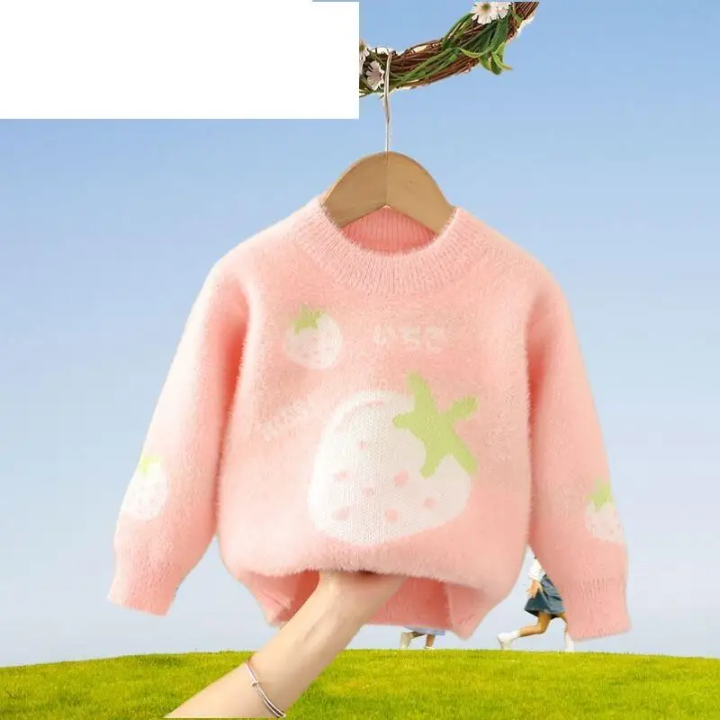 حار فتاة الخريف البلوز الشتاء رشاقته سترة الجولة الرقبة تريكو Homewear الطفل الدفء Kawaii موضة جديدة ملابس كاجوال