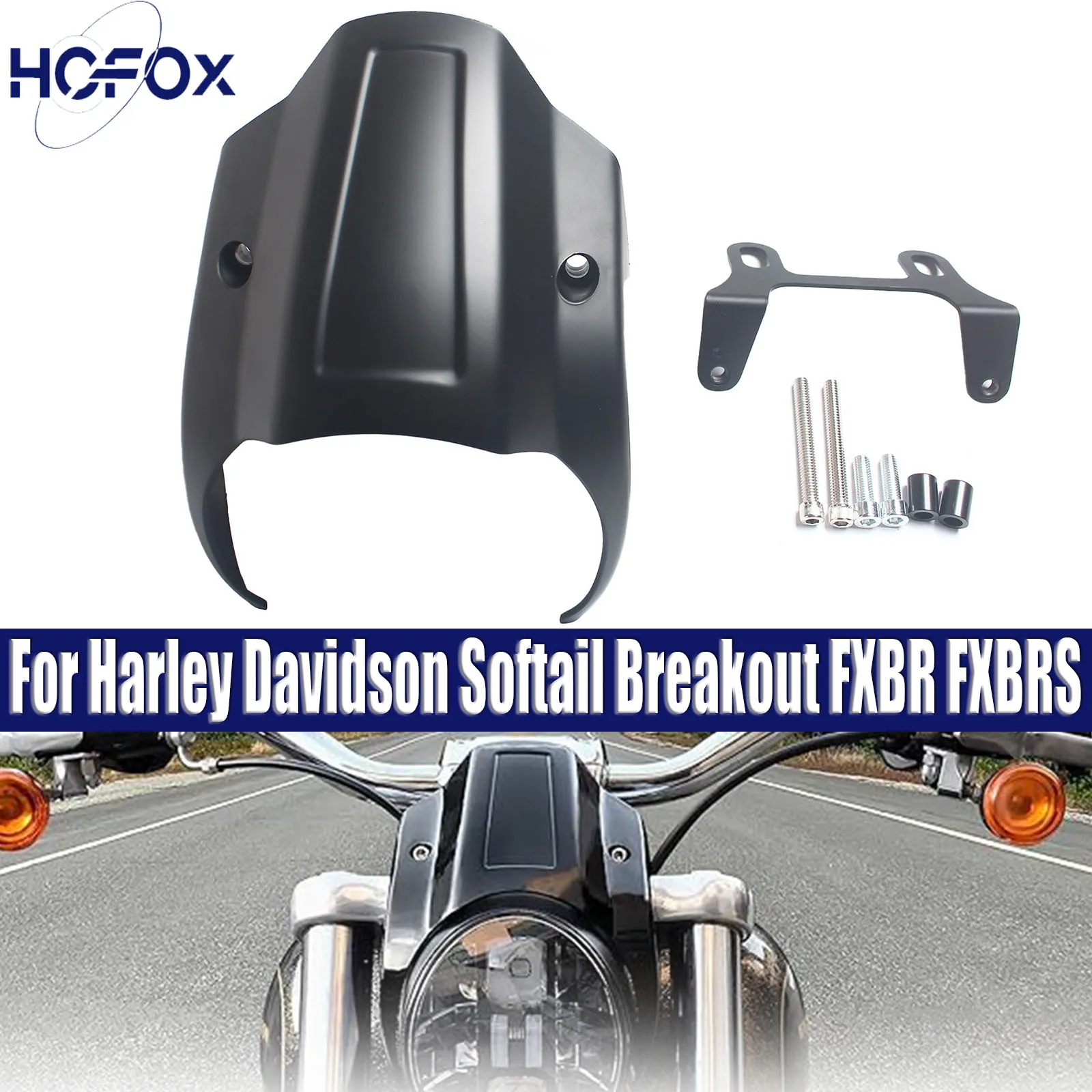 

For Harley Softail Breakout FXBRS 114 2018-2023 Motorcycle Black Front Headlight Fairing