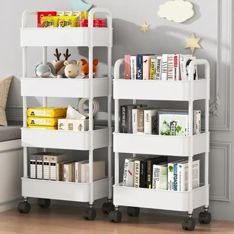 Mobile Storage Rack Trolley Household Multi-Layer Small Cart Kitchen Bathroom Book Shelf Snack Sundries Storage Rack with Wheels