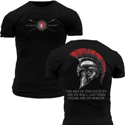 Spartan Shield Spear Battle Helmet Warrior Mindset T-Shirt 100% Cotton O-Neck Summer Short Sleeve Casual Mens T-shirt Size S-3XL