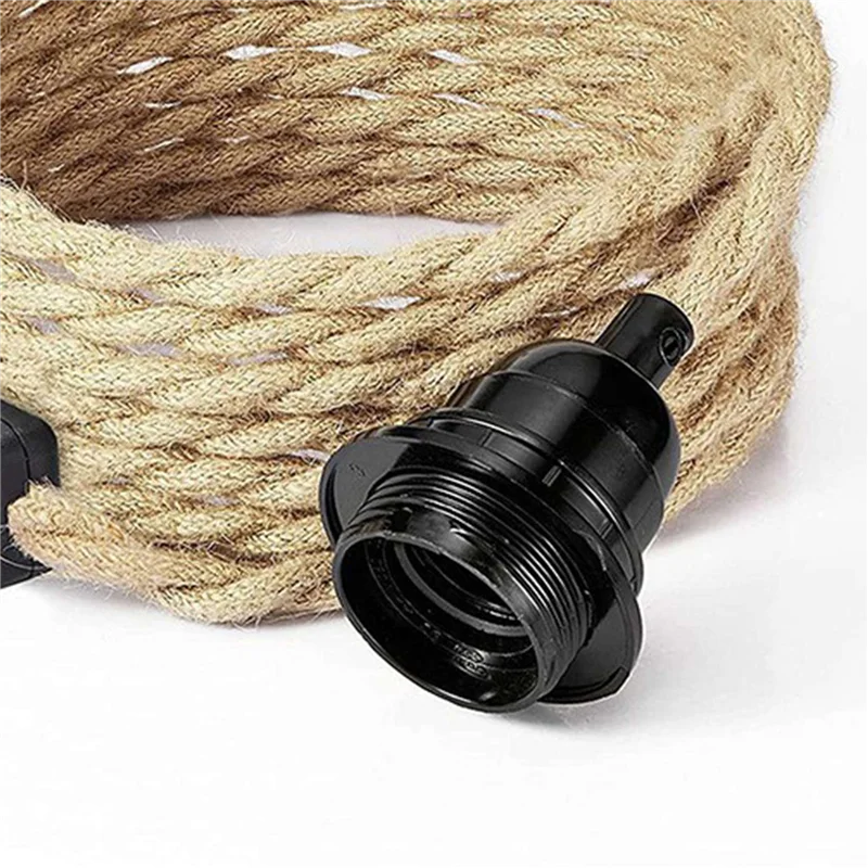 ABVJ-4X cabo de lustre de corda retrô, acessórios de lâmpada de mesa com plugue de interruptor de cabo (sem lâmpada) plugue UE