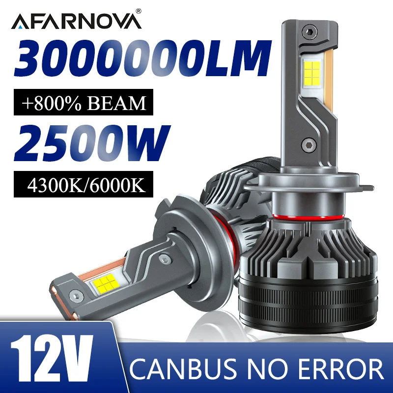 

H7 H1 Светодиодные лампы для фар 2500 Вт H4 3000000LM Светодиодные автомобильные лампы высокой мощности Canbus H1 9005 9006 H16 H3 H13 Противотуманные фары Автомобили Свет 2 шт.