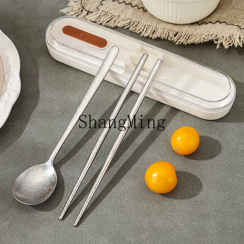 

CL new pure titanium tableware set, spoon and chopsticks three-piece set, student tableware storage box, company event gift set