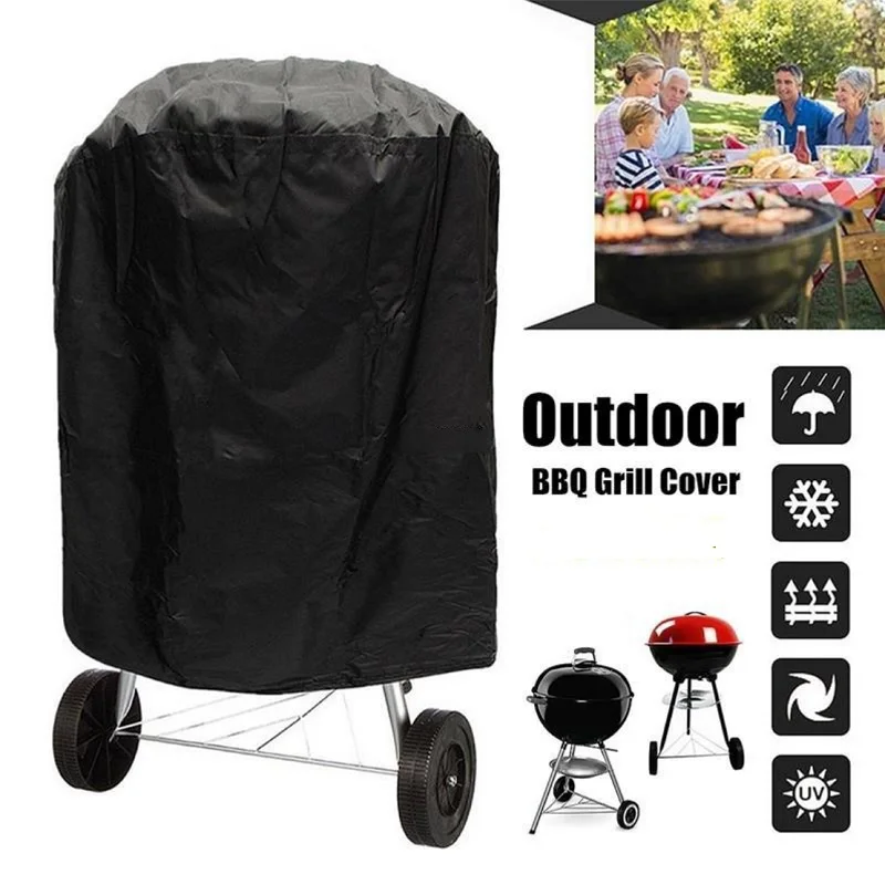 Bbq Cover Outdoor Anti-Dust Waterproof Round Rectangle Anti Sun Rain Protective Barbeque Tools Accessories Heavy Barbecue Cover