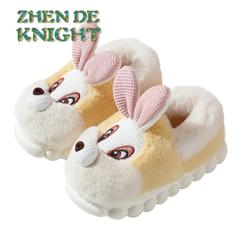 

Children Winter Thick Slippers Kids Cotton-padded Shoes Girls Cute Cartoon Rabbit Animal Shoes Baby Indoor Warm Slippers