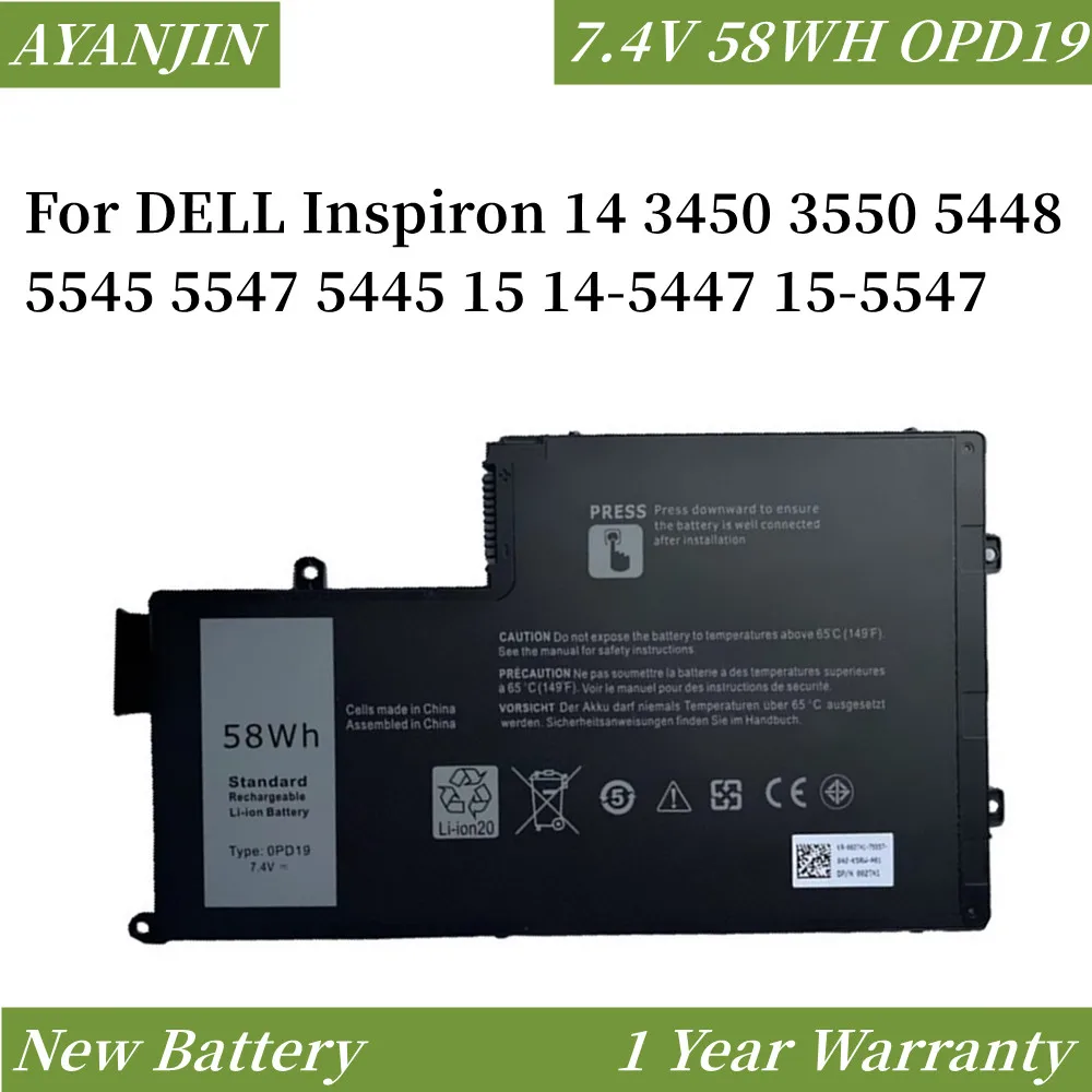 0PD19 OPD19 7.4V 58Wh Laptop Battery For DELL Inspiron 14 3450 3550 5448 5545 5547 5445 15 14-5447 15-5547 TRHFF 58DP4 86JK8