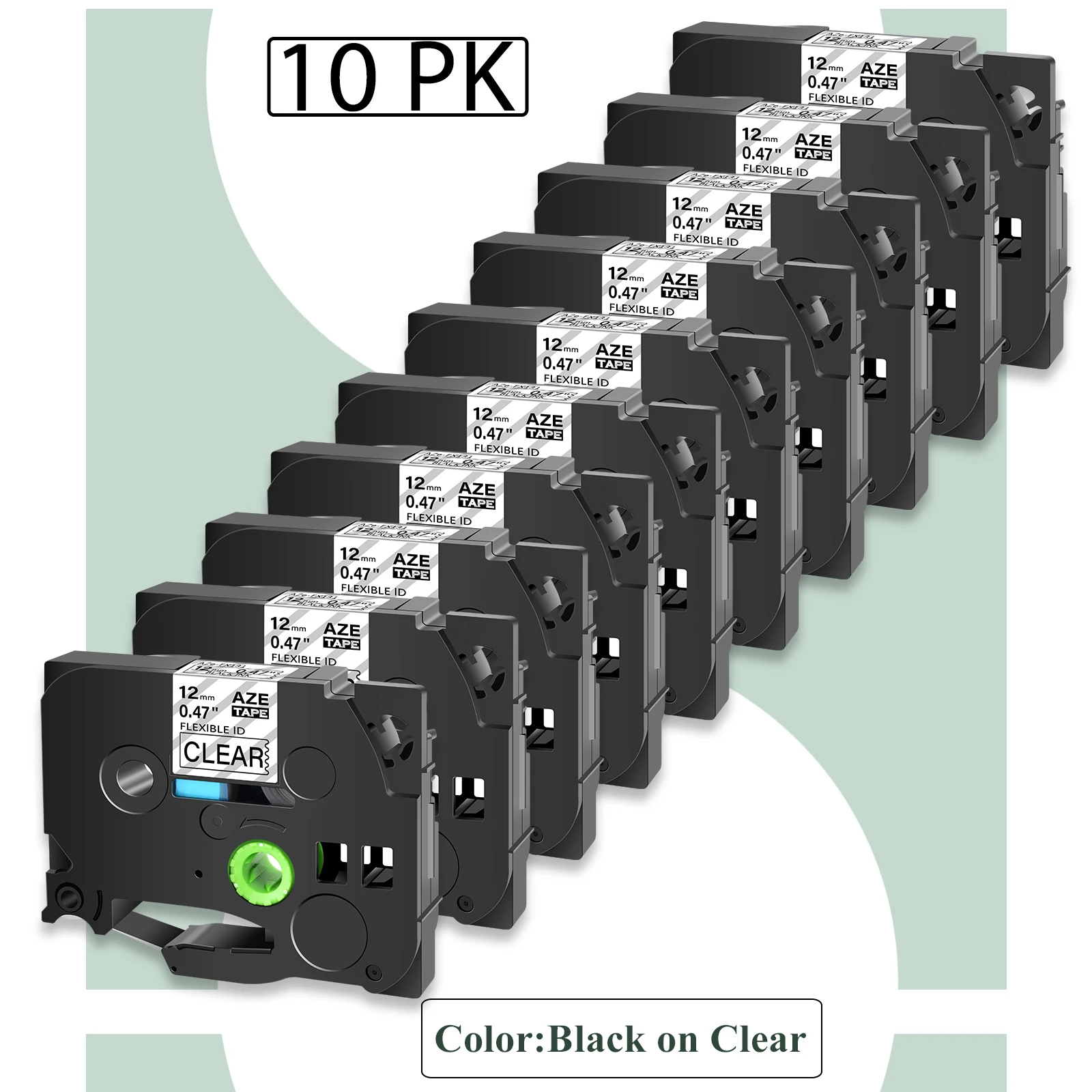 

10PK Flexible ID Laminat 12mm Compatible Brother TZE-FX131 Label Tape Black on Clear Cartridge For P-Touch Label Printer PT-1000