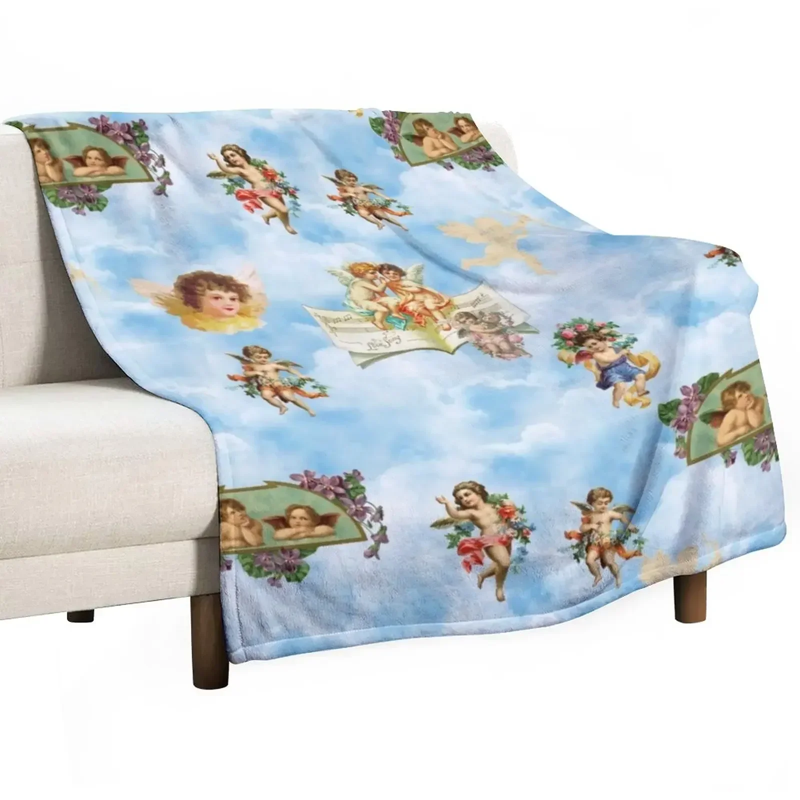 

clouds angel cherubs Throw Blanket sofa bed Furrys Blankets