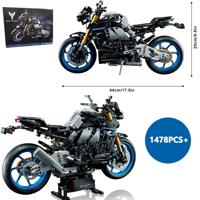 1478PCS Technical 42159 MT-10 SP Yamahas Racing Motorcycle Model Building Block Set Assembly Motorbike Bricks Toy For Kids Gifts