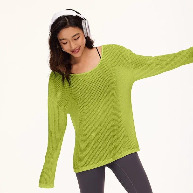 

Свободный дышащий топ для йоги PofyBofy, женский спортивный топ с длинным рукавом, быстросохнущий, UPF 40+, свободного кроя для бега, тренажерного зала, походов